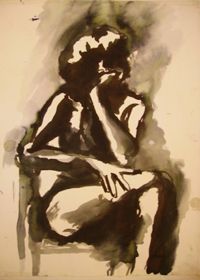 Ink Study Seated Figure